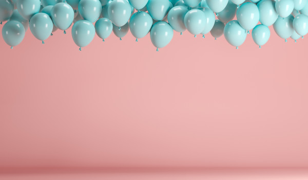 balloons on pink background