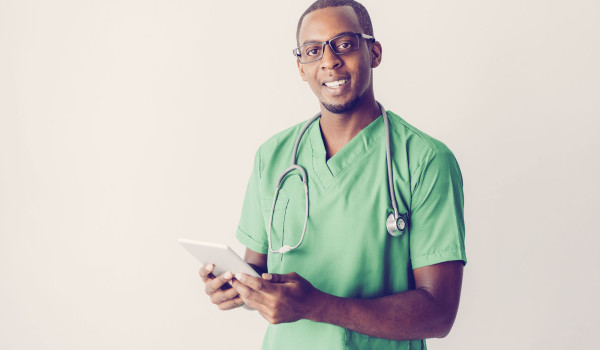 doctor with tablet