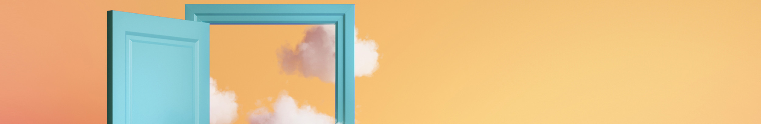 door opening to clouds